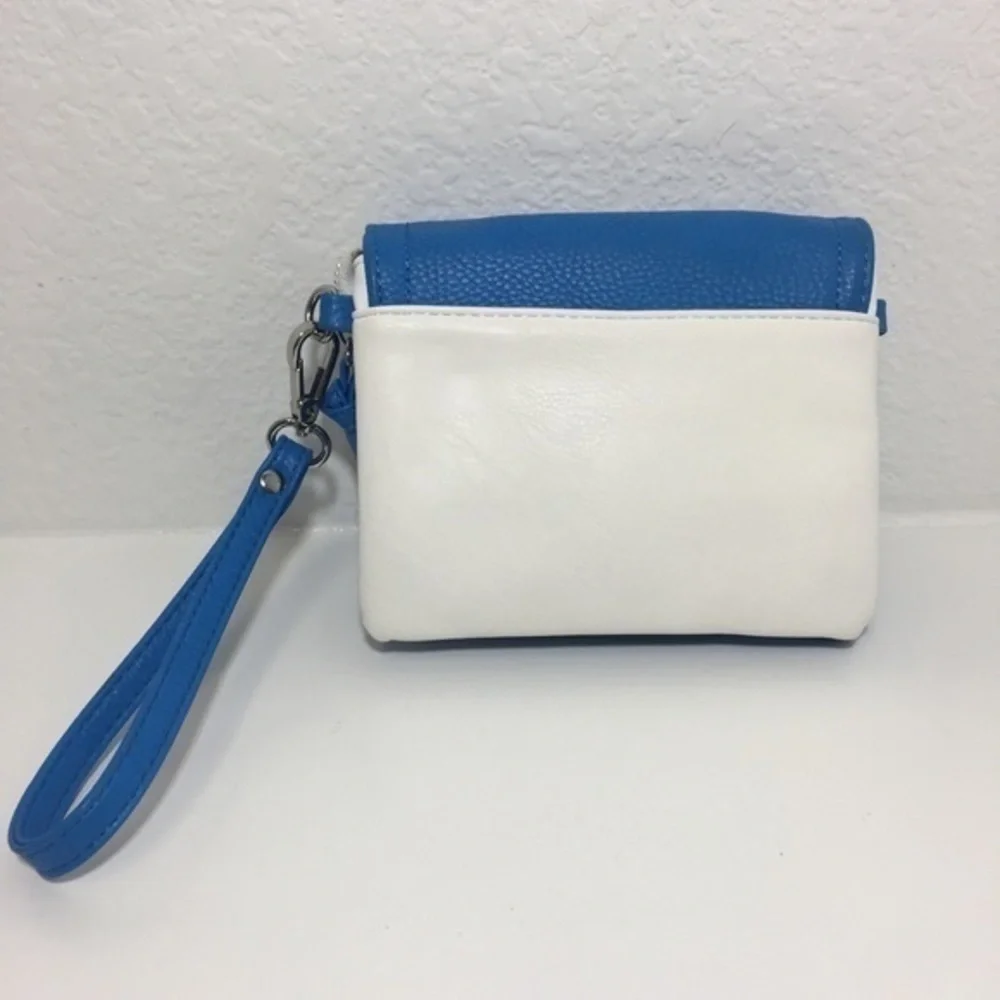 Blue White Wristlet Charming Charlie Clutch Bag